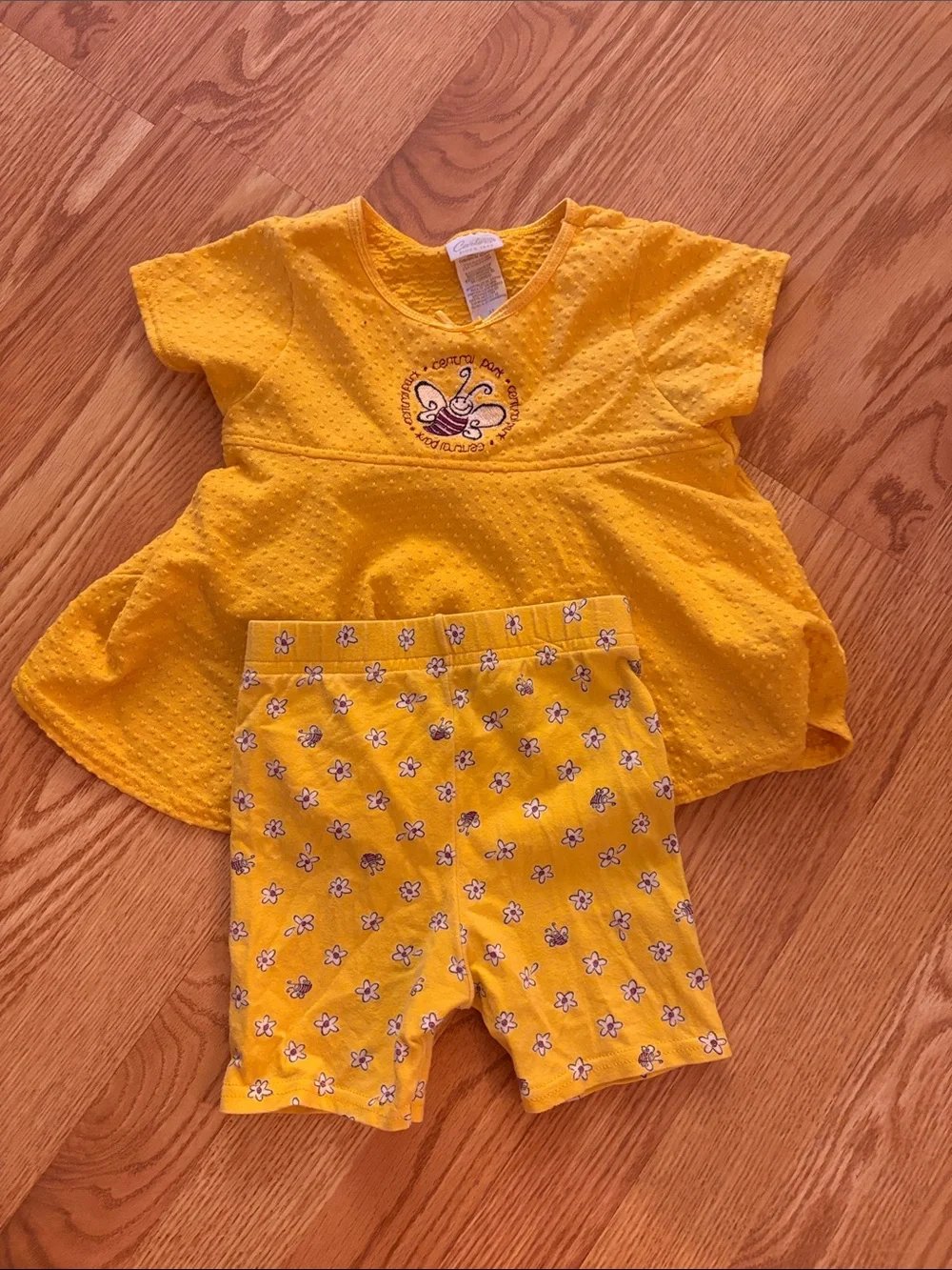 Vintage Carters Girls Yellow Butterfly Top & Floral Shorts Set